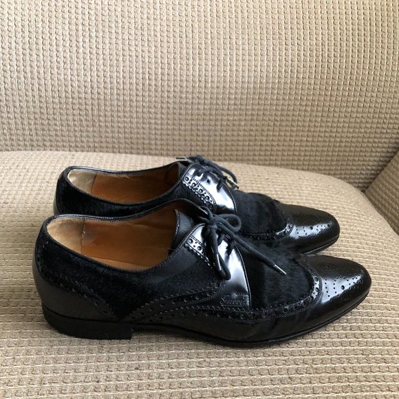 Gucci Men's Black Ponyhair Leather Brogues Oxford. - Picture 1 of 14
